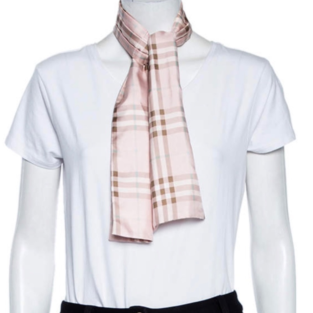 Burberry Pink Novacheck Silk Scarf/Neckbow